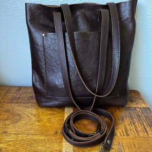 Portland Leather Crossbody Tote in Coldbrew